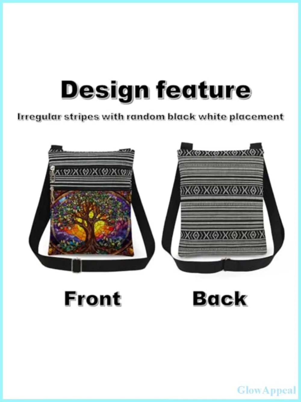 Tree of Life Crossbody Bag Polyester Adjustable Strap Messenger